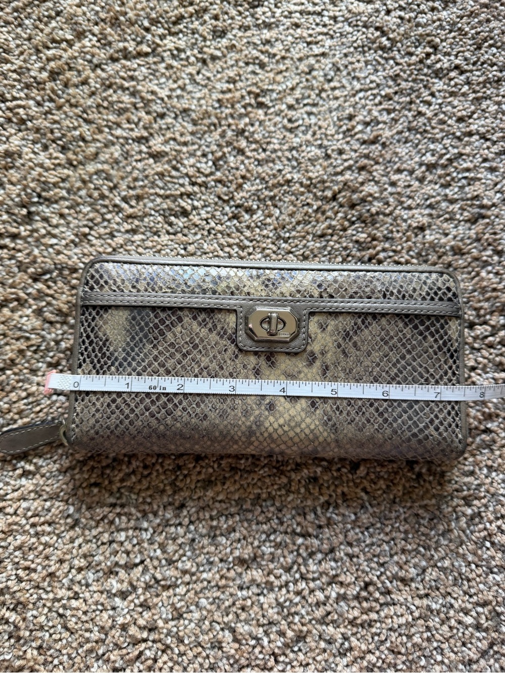 COACH Snakeskin Python Embossed Turnlock Zip Around Wallet - Picture 10 of 12